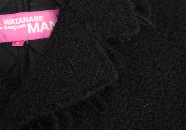 ジュンヤワタナベマンピンク コムデギャルソンJUNYA WATANABE MAN PINK COMME des GARCONS ウールモヘヤ裏キルティング裁ち切りデザインジャケット 黒S K-102815_004