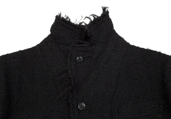 ジュンヤワタナベマンピンク コムデギャルソンJUNYA WATANABE MAN PINK COMME des GARCONS ウールモヘヤ裏キルティング裁ち切りデザインジャケット 黒S K-102815_005