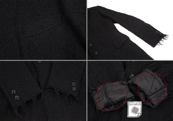 ジュンヤワタナベマンピンク コムデギャルソンJUNYA WATANABE MAN PINK COMME des GARCONS ウールモヘヤ裏キルティング裁ち切りデザインジャケット 黒S K-102815_007