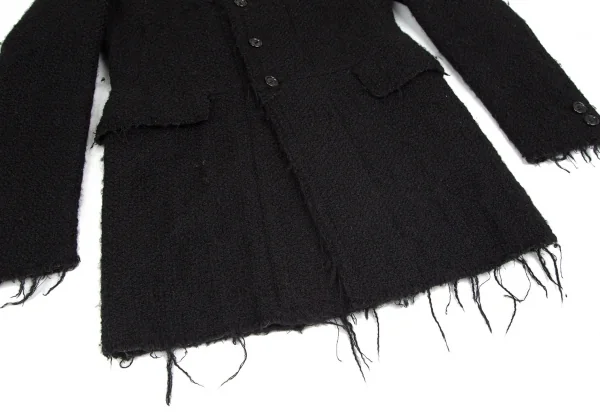 ジュンヤワタナベマンピンク コムデギャルソンJUNYA WATANABE MAN PINK COMME des GARCONS ウールモヘヤ裏キルティング裁ち切りデザインジャケット 黒S K-102815_008