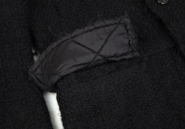ジュンヤワタナベマンピンク コムデギャルソンJUNYA WATANABE MAN PINK COMME des GARCONS ウールモヘヤ裏キルティング裁ち切りデザインジャケット 黒S K-102815_009