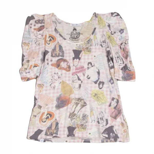 ヒステリックグラマー×コートニーラブHYSTERIC GLAMOUR×COURTNEY LOVE ガールギンガムチェックプリントパワーショルダー5分袖トップス マルチフリー K-102820_002