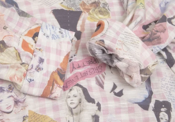 ヒステリックグラマー×コートニーラブHYSTERIC GLAMOUR×COURTNEY LOVE ガールギンガムチェックプリントパワーショルダー5分袖トップス マルチフリー K-102820_006