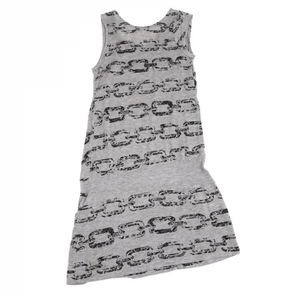 ヒステリックグラマーHYSTERIC GLAMOUR チェーン総柄リブ切替ノースリーブカットワンピース グレーフリー K-102821_010