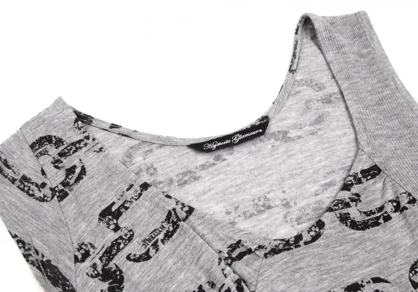 ヒステリックグラマーHYSTERIC GLAMOUR チェーン総柄リブ切替ノースリーブカットワンピース グレーフリー K-102821_004