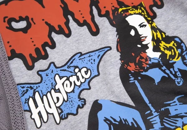 ヒステリックグラマーHYSTERIC GLAMOUR ガールプリントフロントスウェット切替ケーブルニットセーター グレーフリー K-102822_007
