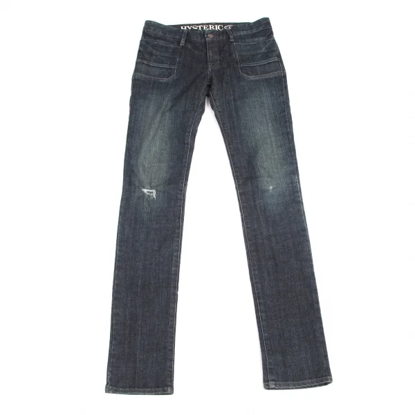 ヒステリックグラマーHYSTERIC GLAMOUR コットンストレッチクラッシュスキニーデニムパンツ インディゴS K-102823_001