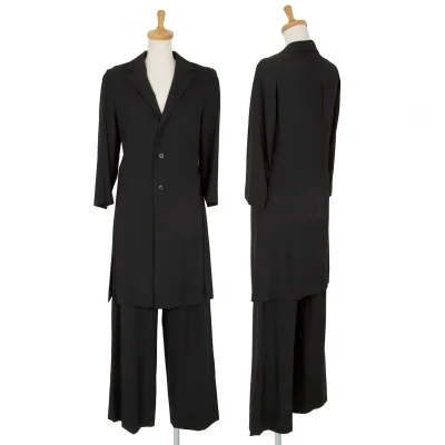 ワイズY's ウールギャバサイドスリットセットアップ 黒