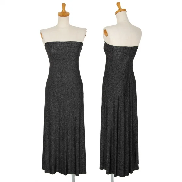 イッセイミヤケ フェットISSEY MIYAKE FETE ストレッチメランジチューブトップワンピース チャコール3 K-102839_001