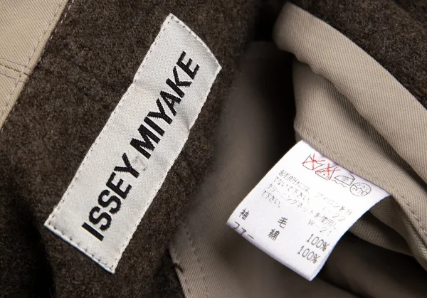 ISSEY MIYAKE Wool Faux Fur Sleeves Coat K-102845_020