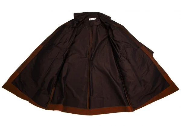 イッセイミヤケISSEY MIYAKE A-POC INSIDE 刺し子フリンジショールフード着脱ロングコート 茶2 K-102846_012