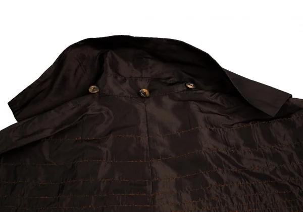 イッセイミヤケISSEY MIYAKE A-POC INSIDE 刺し子フリンジショールフード着脱ロングコート 茶2 K-102846_014