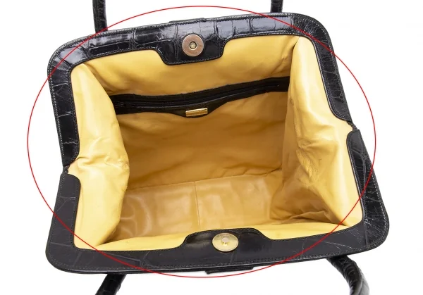 ジョルジオ アルマーニGIORGIO ARMANI クロコ型押しスクエアハンドバッグ 黒 K-102848_012