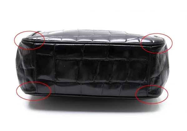 ジョルジオ アルマーニGIORGIO ARMANI クロコ型押しスクエアハンドバッグ 黒 K-102848_006