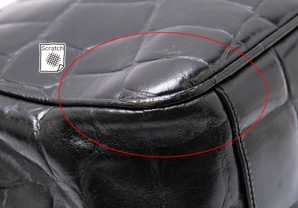 ジョルジオ アルマーニGIORGIO ARMANI クロコ型押しスクエアハンドバッグ 黒 K-102848_007