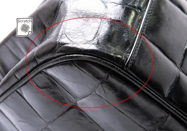 ジョルジオ アルマーニGIORGIO ARMANI クロコ型押しスクエアハンドバッグ 黒 K-102848_009