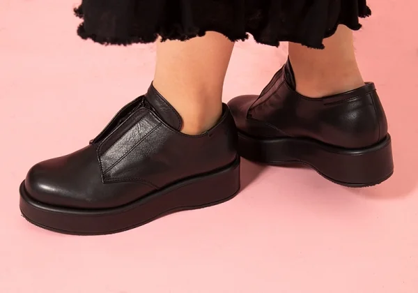ヨウジヤマモト ノアールYohji Yamamoto NOIR レザーセンタージップ厚底スニーカー 黒24.5位 K-102855_011