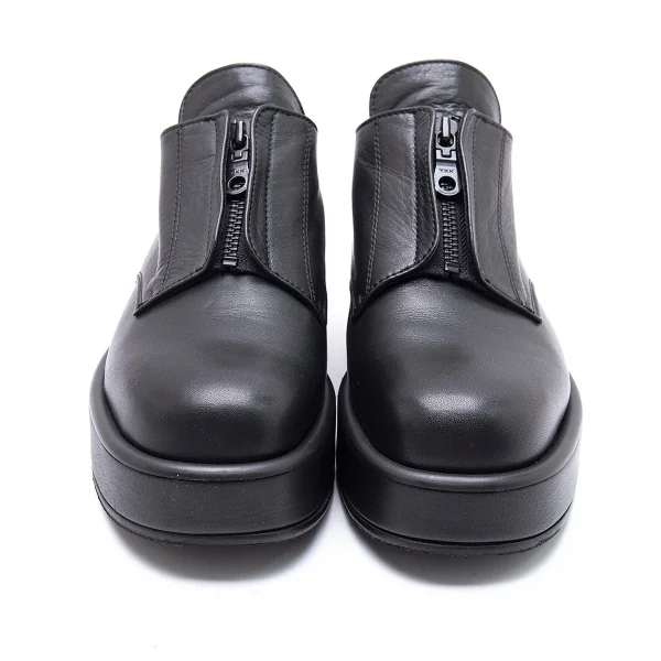 ヨウジヤマモト ノアールYohji Yamamoto NOIR レザーセンタージップ厚底スニーカー 黒24.5位 K-102855_002