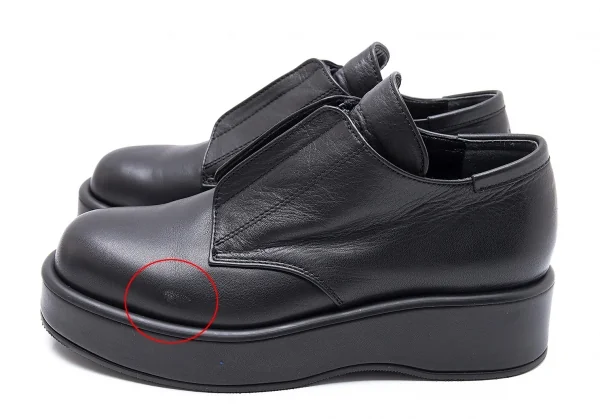ヨウジヤマモト ノアールYohji Yamamoto NOIR レザーセンタージップ厚底スニーカー 黒24.5位 K-102855_003