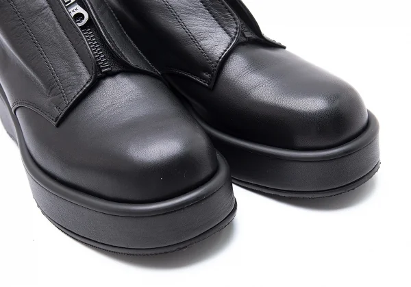 ヨウジヤマモト ノアールYohji Yamamoto NOIR レザーセンタージップ厚底スニーカー 黒24.5位 K-102855_007