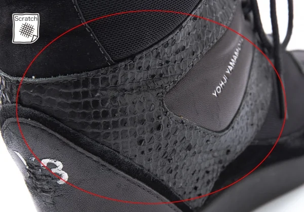 ワイスリーY-3 SUKITA II パイソン切替インヒールスニーカー 黒UK6(24位) K-102856_010