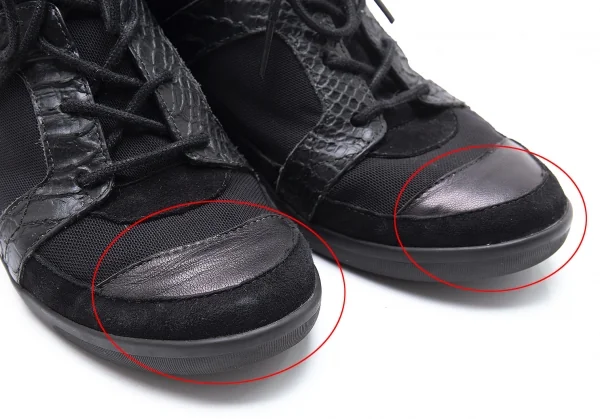 ワイスリーY-3 SUKITA II パイソン切替インヒールスニーカー 黒UK6(24位) K-102856_014