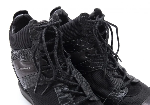 ワイスリーY-3 SUKITA II パイソン切替インヒールスニーカー 黒UK6(24位) K-102856_017