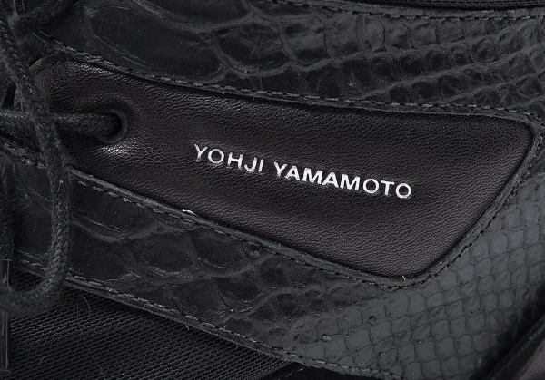 ワイスリーY-3 SUKITA II パイソン切替インヒールスニーカー 黒UK6(24位) K-102856_004