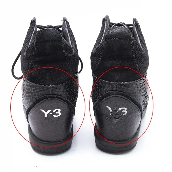 ワイスリーY-3 SUKITA II パイソン切替インヒールスニーカー 黒UK6(24位) K-102856_005