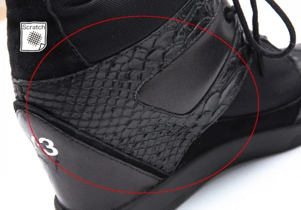 ワイスリーY-3 SUKITA II パイソン切替インヒールスニーカー 黒UK6(24位) K-102856_007