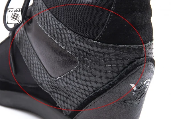 ワイスリーY-3 SUKITA II パイソン切替インヒールスニーカー 黒UK6(24位) K-102856_009