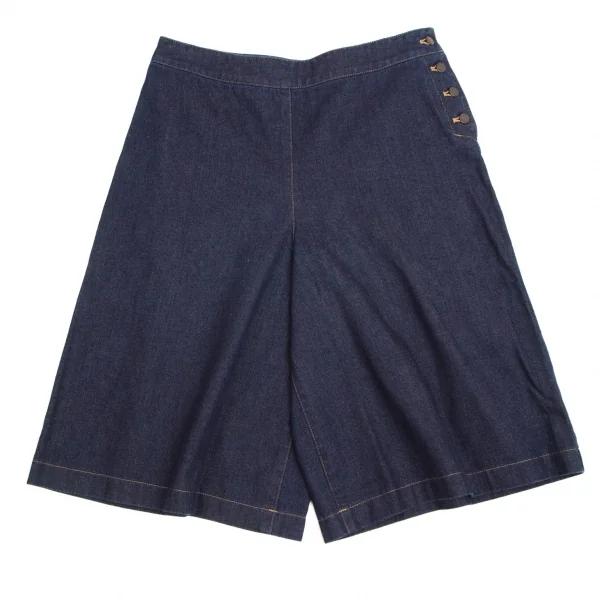 マドモアゼルノンノンMademoiselle NON NON サイドボタンデニムワイドショートパンツ インディゴ40L K-102865_001