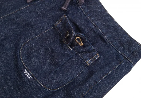 マドモアゼルノンノンMademoiselle NON NON サイドボタンデニムワイドショートパンツ インディゴ40L K-102865_011