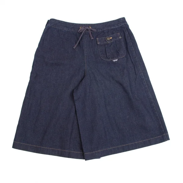 マドモアゼルノンノンMademoiselle NON NON サイドボタンデニムワイドショートパンツ インディゴ40L K-102865_008