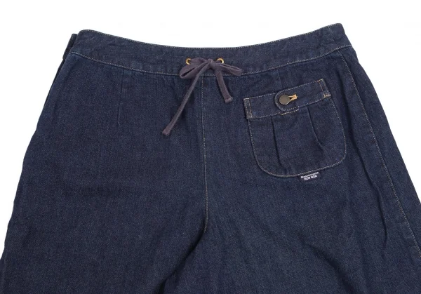 マドモアゼルノンノンMademoiselle NON NON サイドボタンデニムワイドショートパンツ インディゴ40L K-102865_009