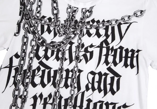 コムデギャルソン オムプリュスCOMME des GARCONS HOMME PLUS MIKITYPE チェーンカリグラフィープリントTシャツ 白S K-102878_003