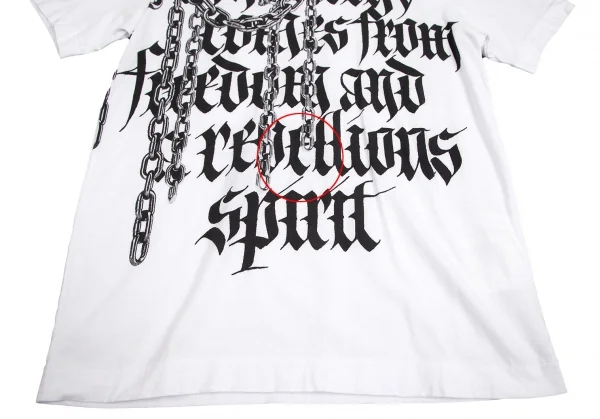 コムデギャルソン オムプリュスCOMME des GARCONS HOMME PLUS MIKITYPE チェーンカリグラフィープリントTシャツ 白S K-102878_006
