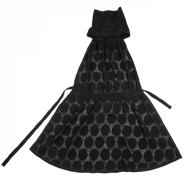 リミフゥLIMI feu ドットジャガードタートルネック前掛けデザインワンピース 黒S K-102896_007