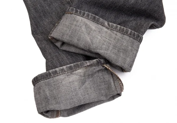 ジャンポールゴルチエJean Paul GAULTIER PARIS フロントベルトデザインブラックデニムパンツ グレー40 K-102909_011