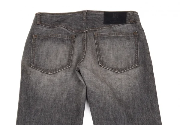 ジャンポールゴルチエJean Paul GAULTIER PARIS フロントベルトデザインブラックデニムパンツ グレー40 K-102909_013