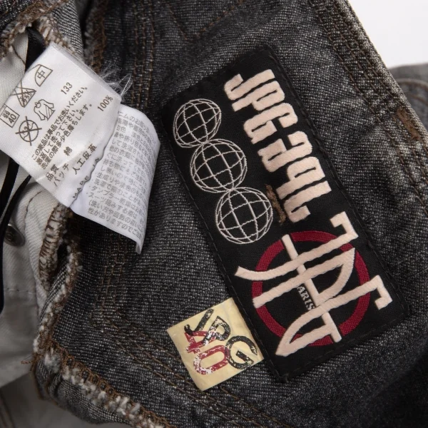 ジャンポールゴルチエJean Paul GAULTIER PARIS フロントベルトデザインブラックデニムパンツ グレー40 K-102909_018