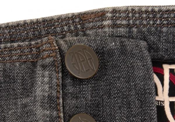ジャンポールゴルチエJean Paul GAULTIER PARIS フロントベルトデザインブラックデニムパンツ グレー40 K-102909_005