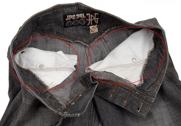 ジャンポールゴルチエJean Paul GAULTIER PARIS フロントベルトデザインブラックデニムパンツ グレー40 K-102909_006