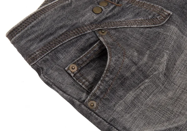 ジャンポールゴルチエJean Paul GAULTIER PARIS フロントベルトデザインブラックデニムパンツ グレー40 K-102909_008