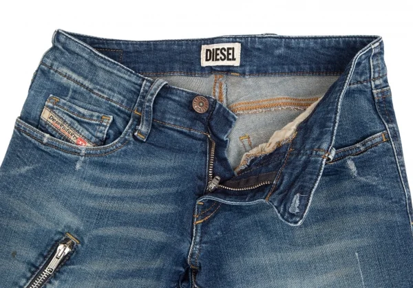 ディーゼルDIESEL ジップデザインストレッチスキニーデニムパンツ インディゴ25 K-102913_004