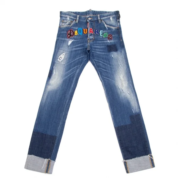 ディースクエアードDSQUARED2 Cool guy jean クールガイフロントワッペンストレッチスキニーデニムパンツ インディゴ46 K-102914_001