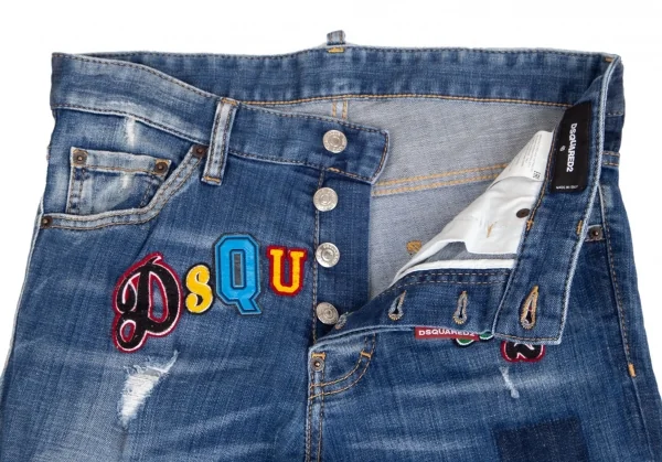 ディースクエアードDSQUARED2 Cool guy jean クールガイフロントワッペンストレッチスキニーデニムパンツ インディゴ46 K-102914_004