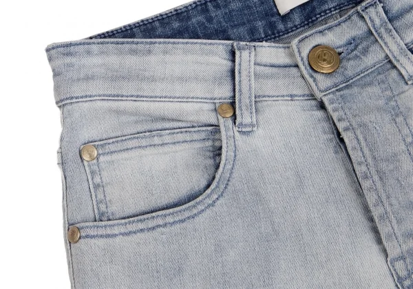 ピエールバルマンPIERRE BALMAIN モールワッペンパッチワークスキニーデニムパンツ 淡インディゴ29 K-102915_015