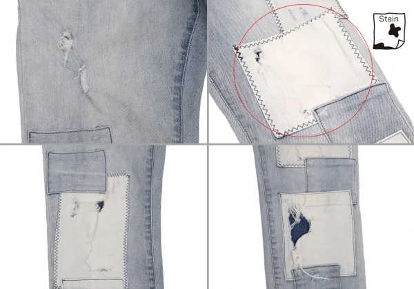 ピエールバルマンPIERRE BALMAIN モールワッペンパッチワークスキニーデニムパンツ 淡インディゴ29 K-102915_017