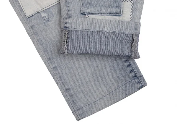 ピエールバルマンPIERRE BALMAIN モールワッペンパッチワークスキニーデニムパンツ 淡インディゴ29 K-102915_018